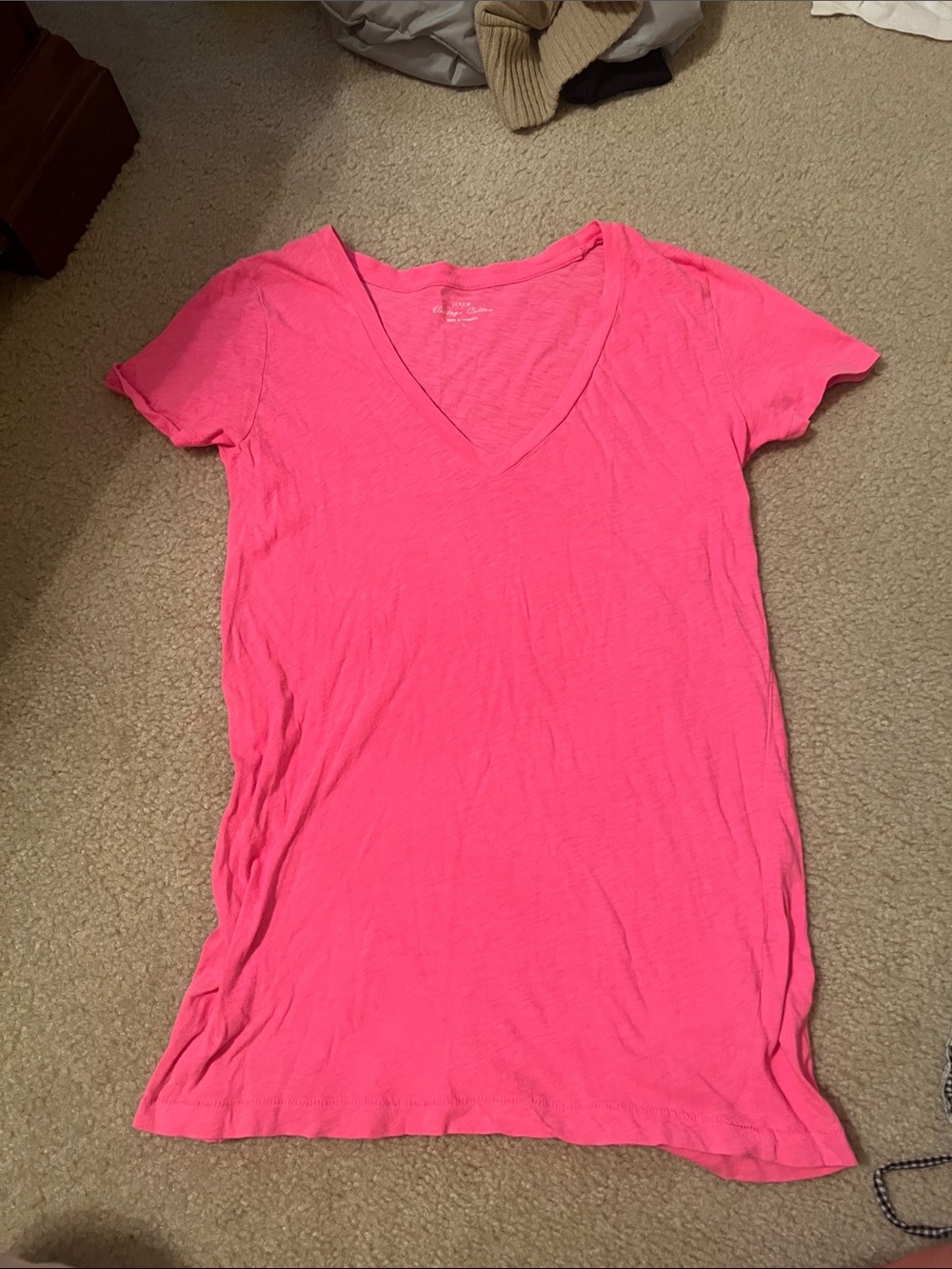 NWOT J. Crew Women's Vintage Cotton Short Sleeve Tee in Bright Pink
